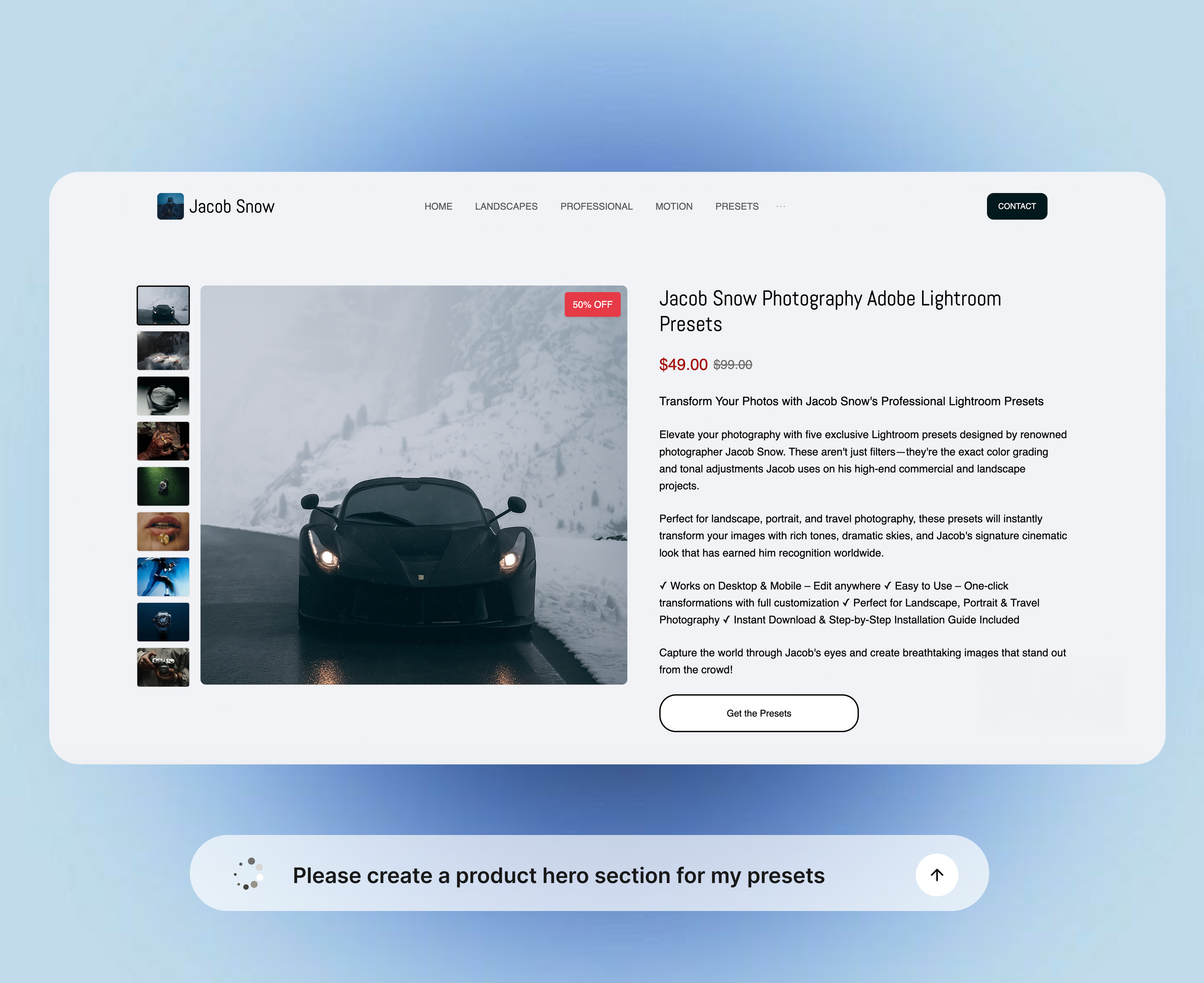 AI Product Creation Section
