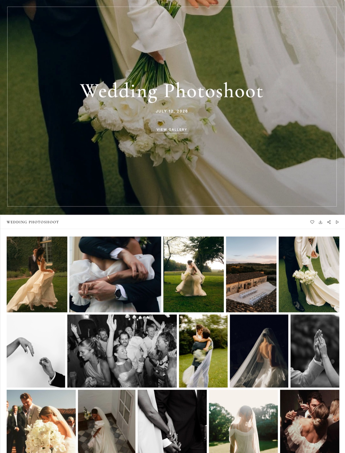 Wedding client photo gallery delivered with Framekit