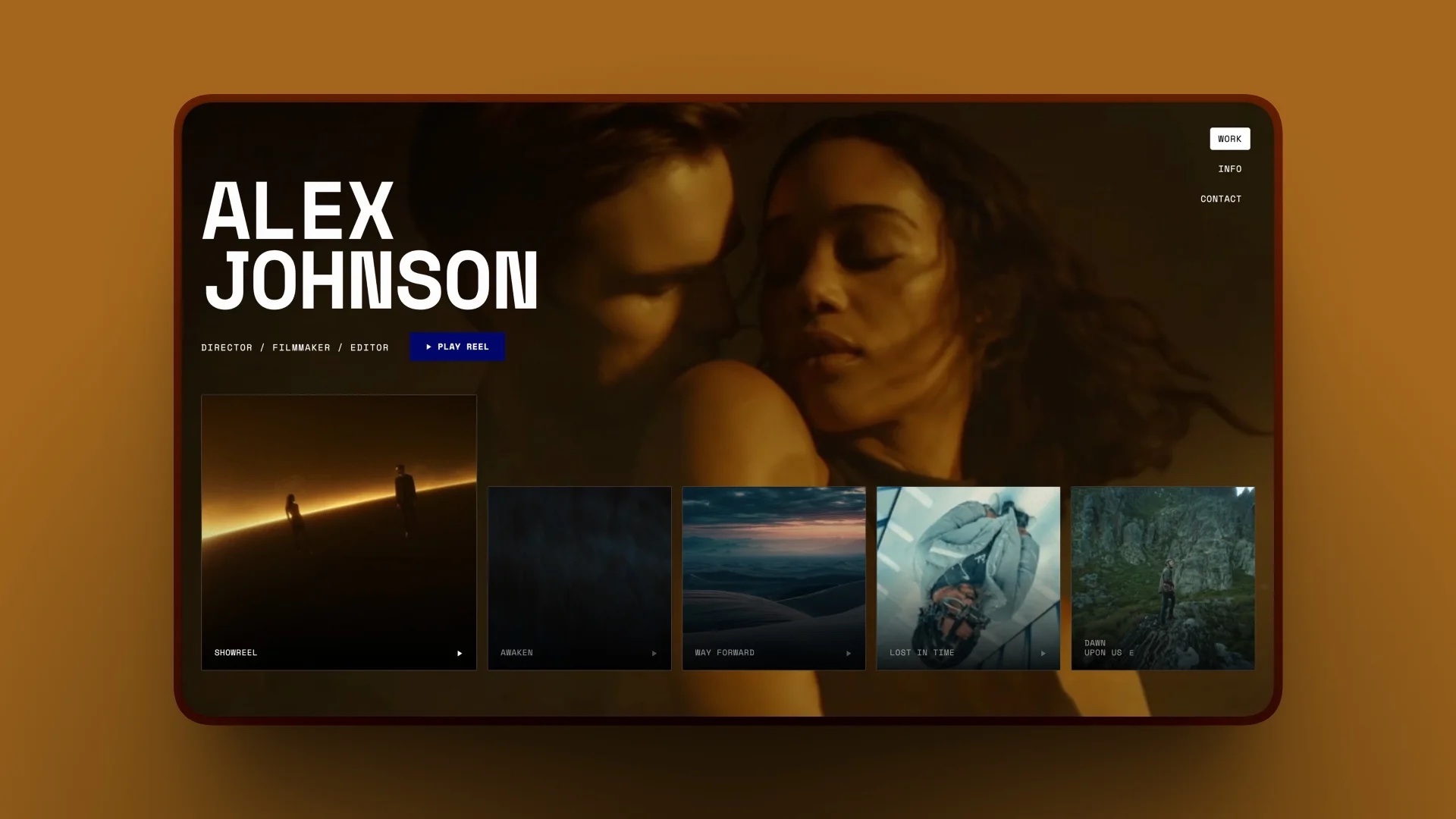 Showreel Portfolio template website built with Framekit