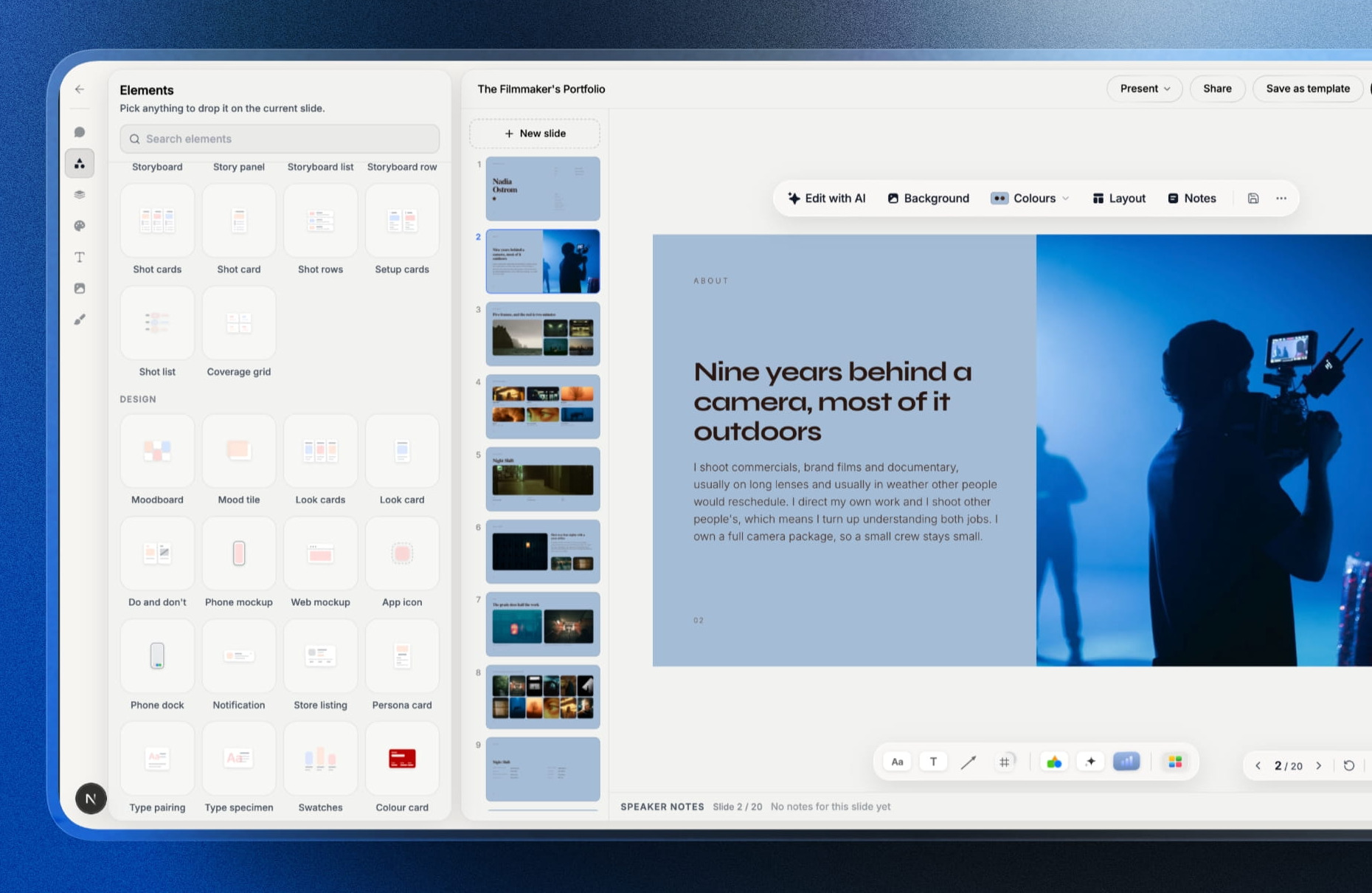 Editing a slide with AI in the Framekit pitch editor