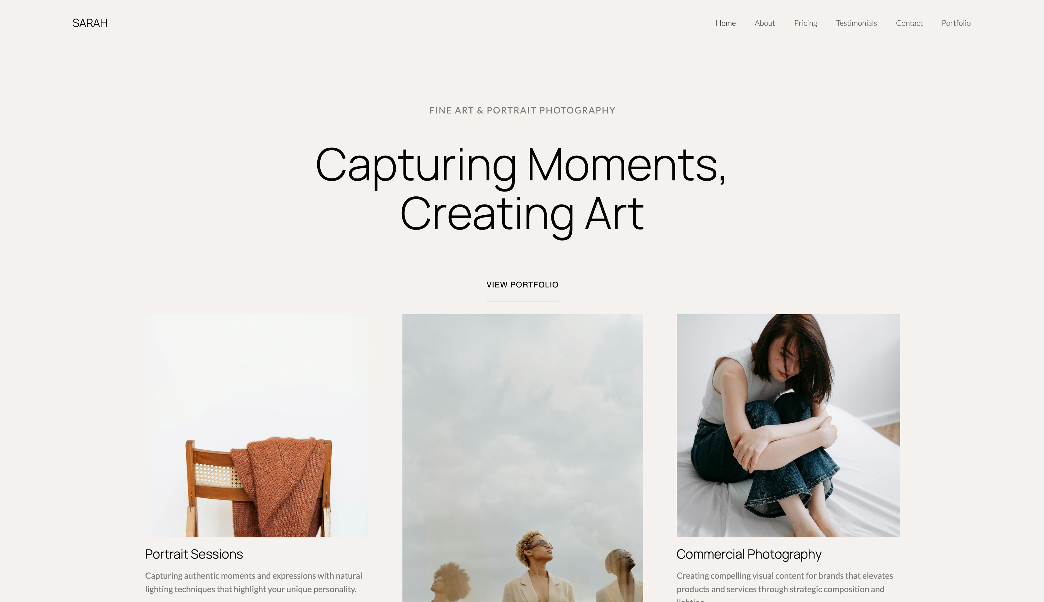 Framekit designer portfolio template with clean typography and professional layout