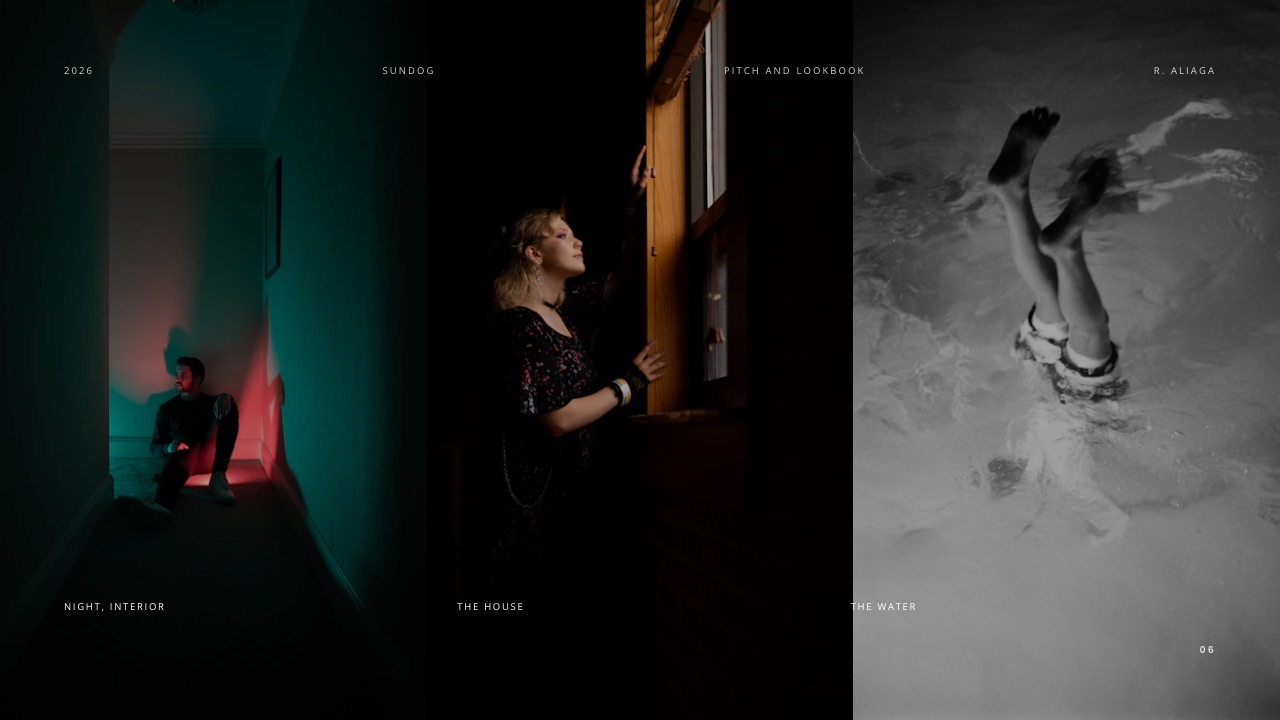 The Lookbook slide from Framekit's Pitch Deck and Lookbook for a First Feature template, a grid of stills setting the film's visual tone