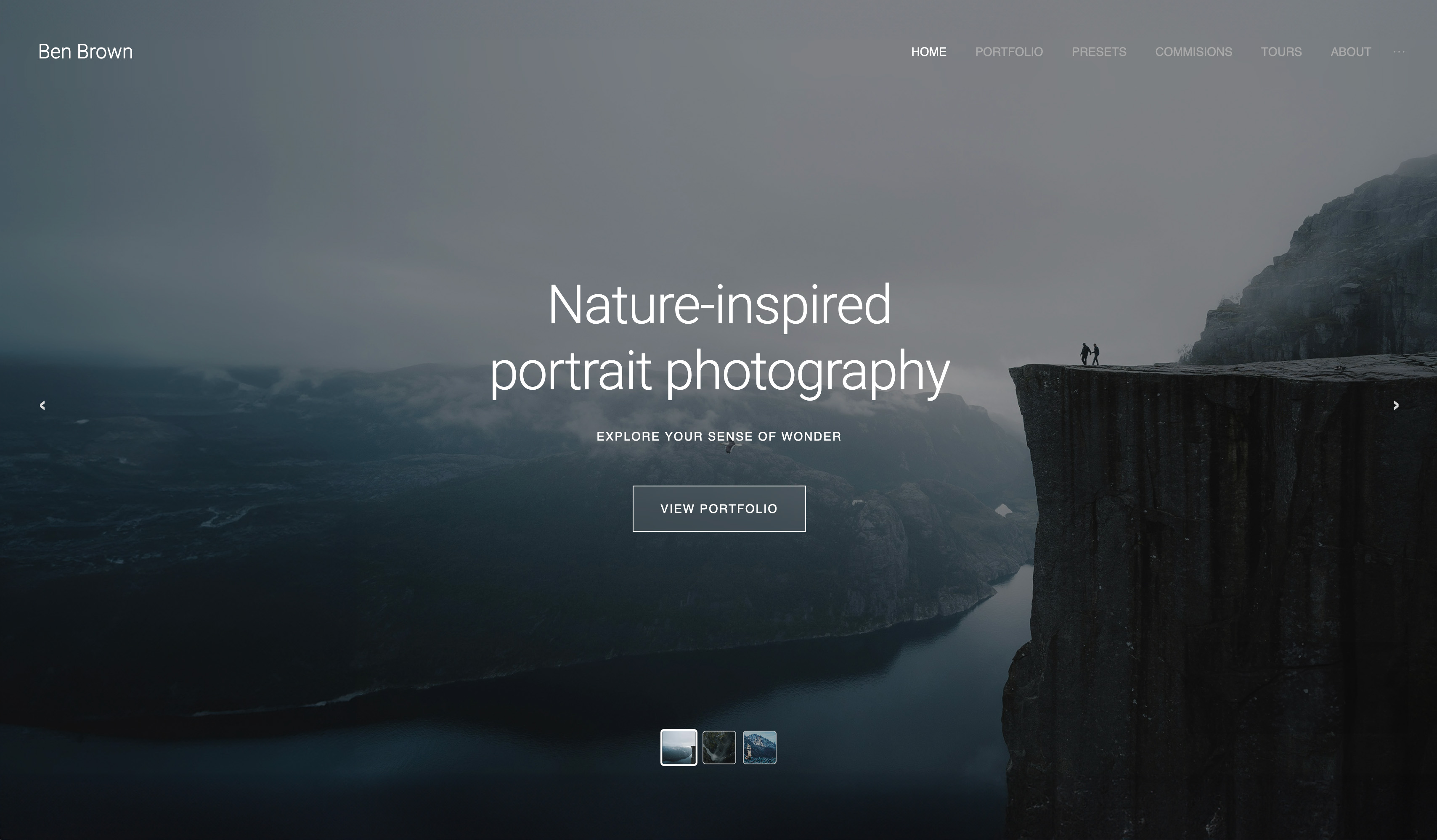 Framekit photography portfolio template with optimized image galleries